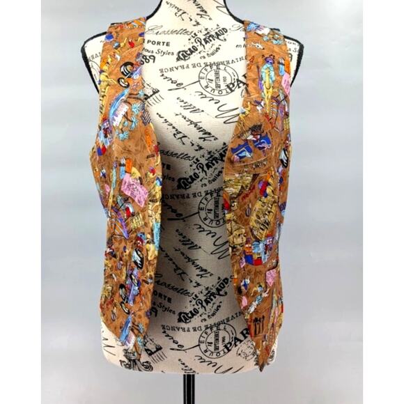 VTG Nicole Miller 1993 Vest Medium Egyptian Art to Wear Artsy Limited Edition - Picture 5 of 16